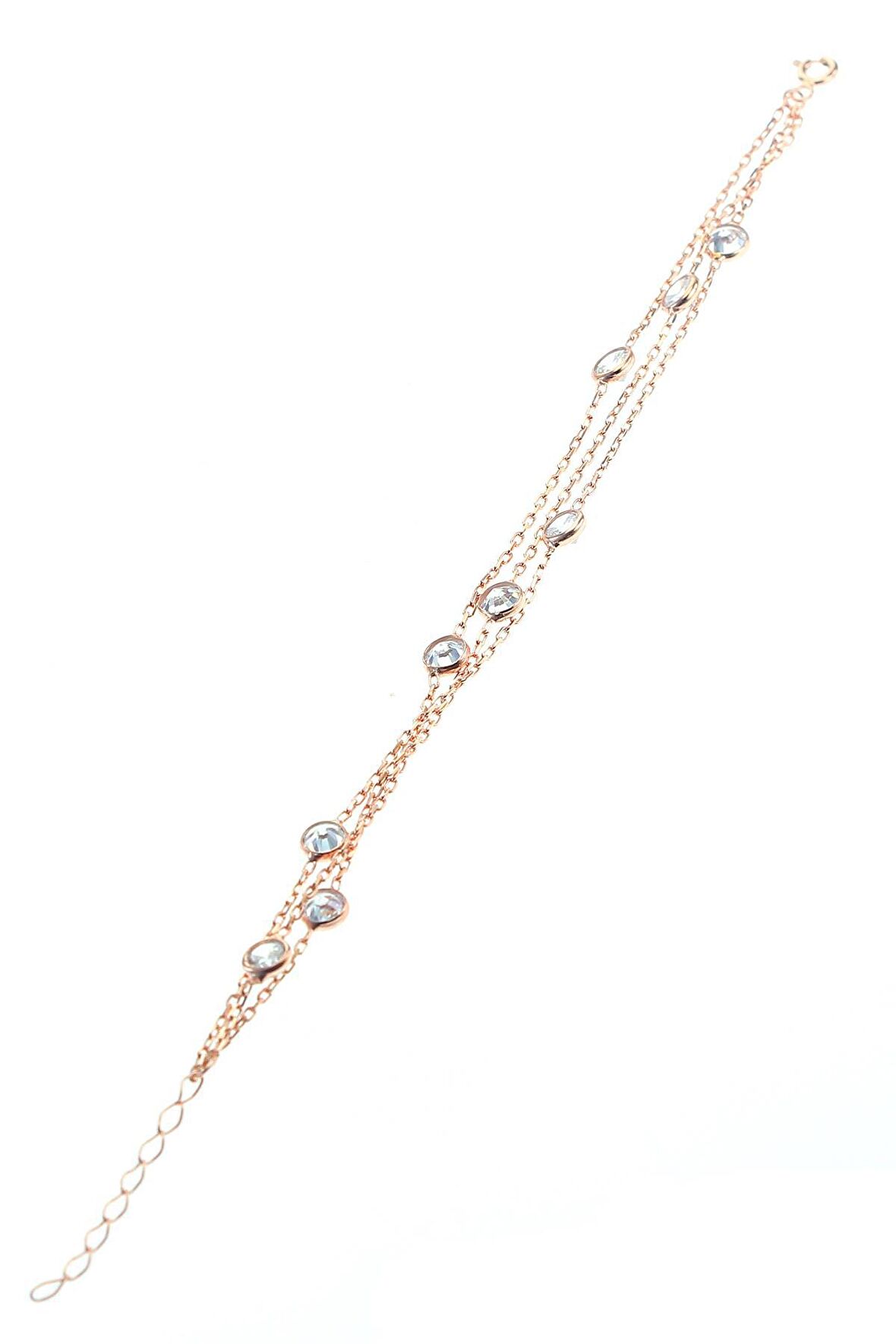 Gümüş rose sıra taşlı bileklik