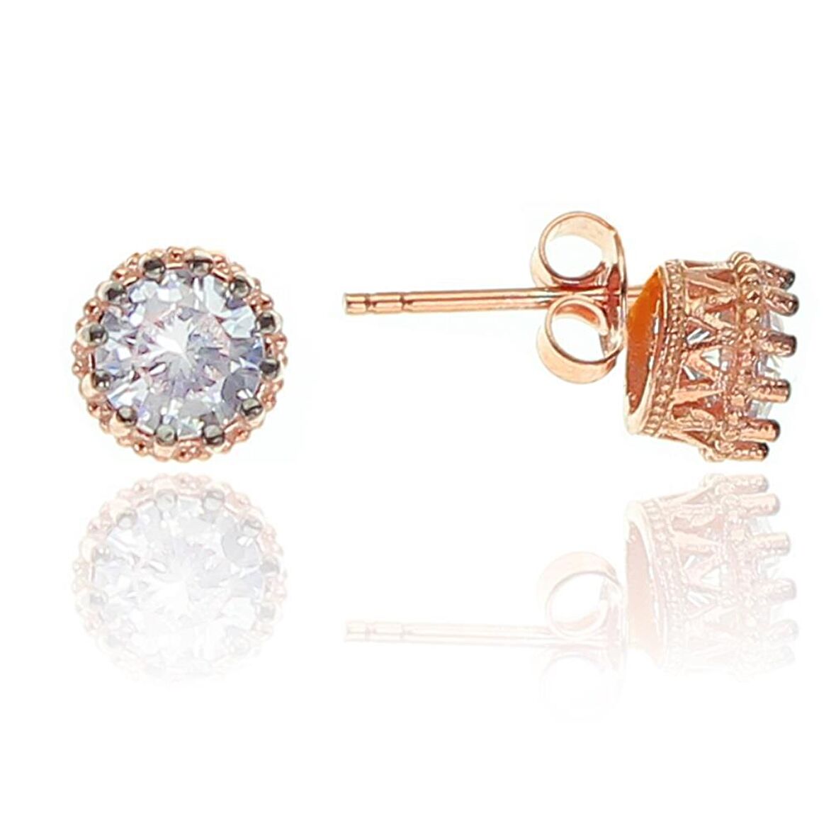 Gümüş elmas montürlü küpe