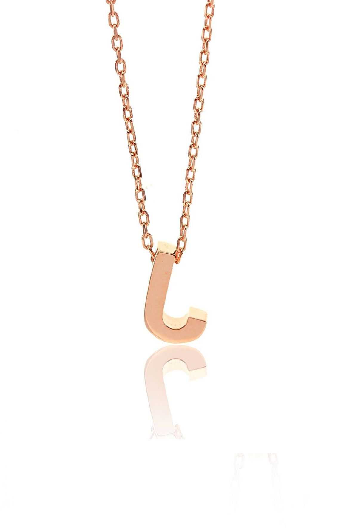 Gümüş üç boyutlu J harfi kolye