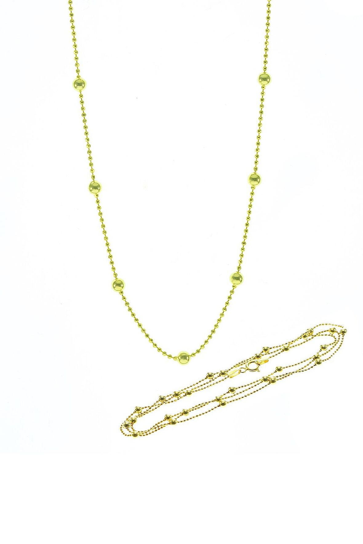 Gümüş 45 cm altın yaldızlı hepsi top top zincir