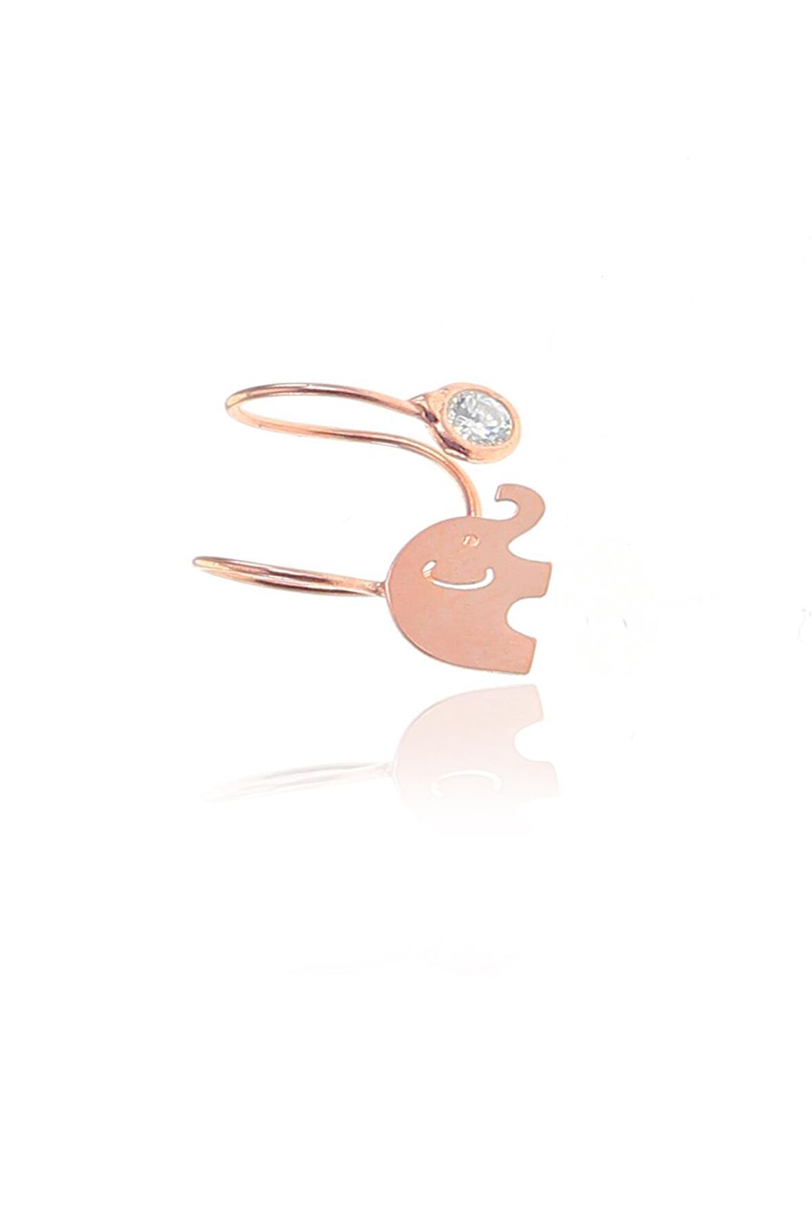Gümüş rose fil zirkon taşlı kıkırdak küpe