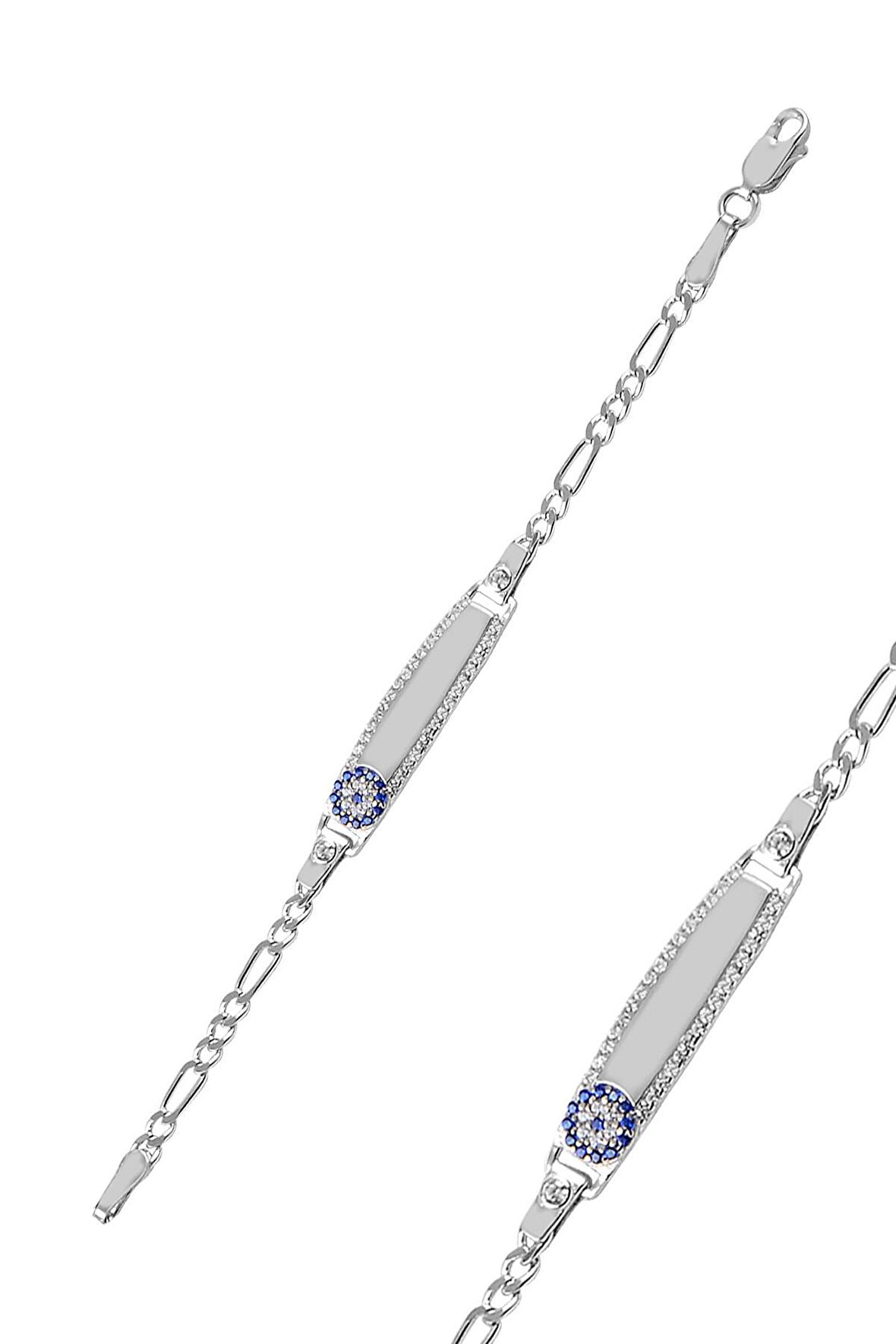 Gümüş zirkon taşlı nazarlı Çocuk bilekliği