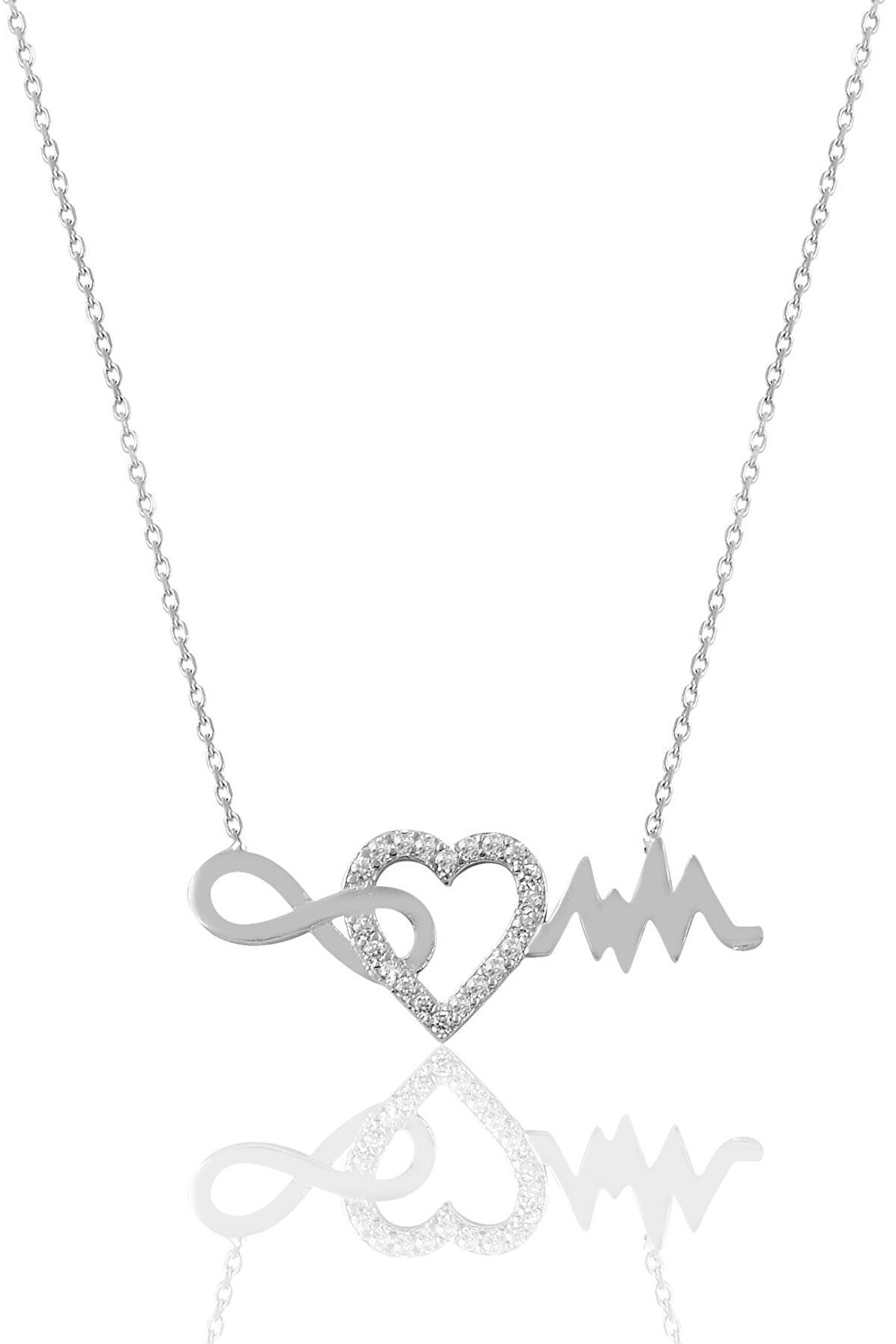 Gümüş kalbimdeki sonsuz ritim kolye