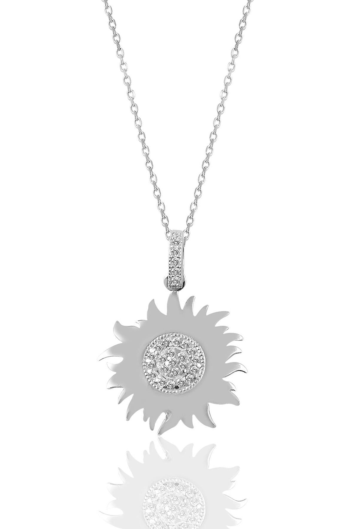 Gümüş zirkon taşlı güneş kolye