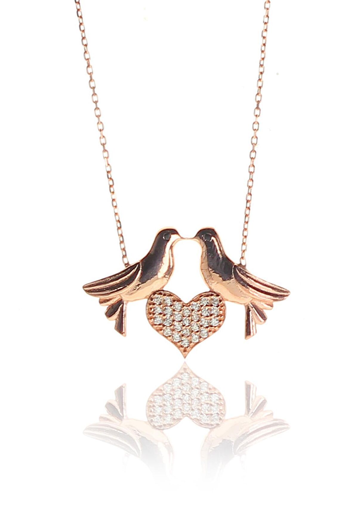 Gümüş aşık kuşlar kolyesi