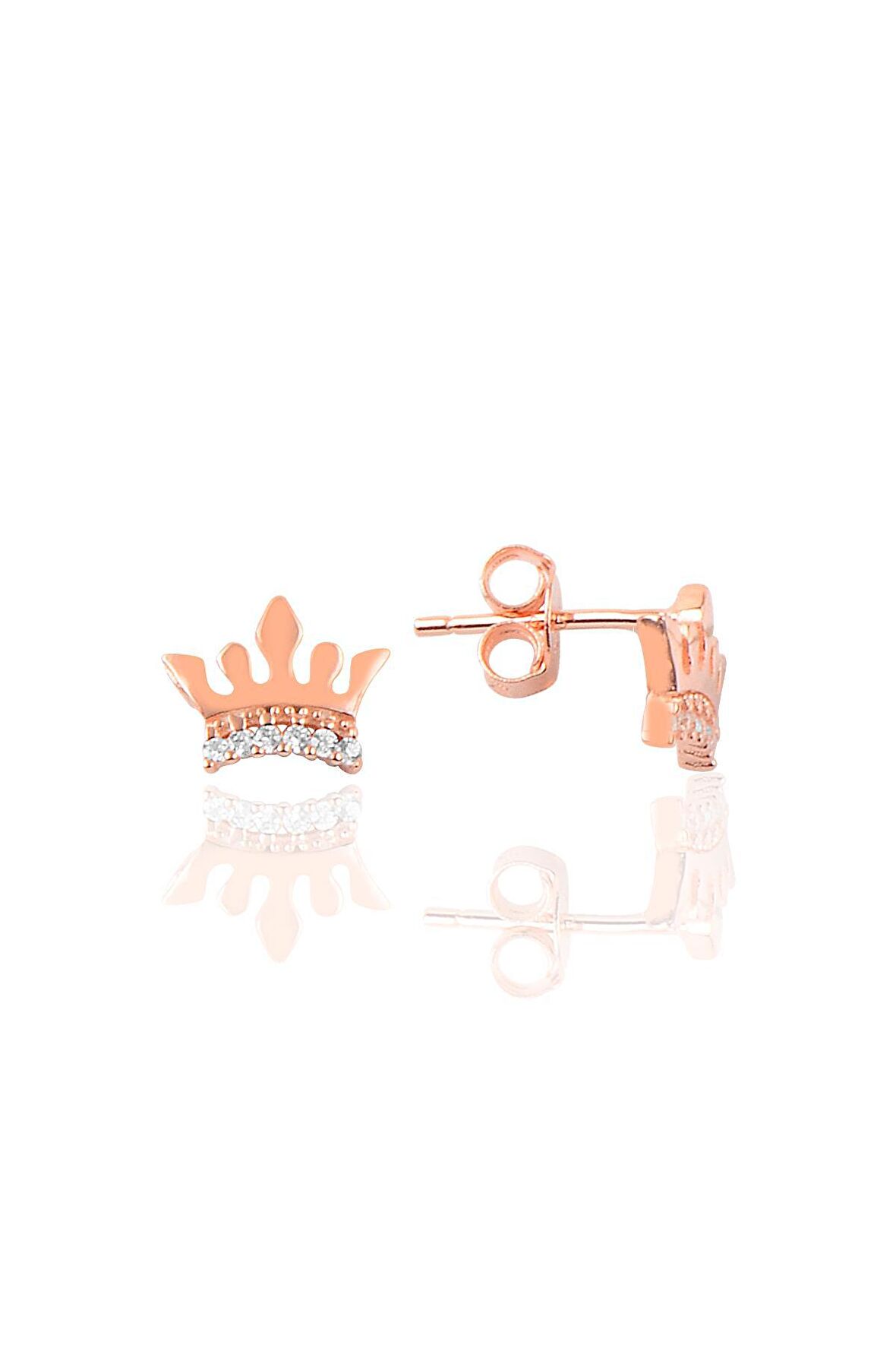 Gümüş taç modeli küpe