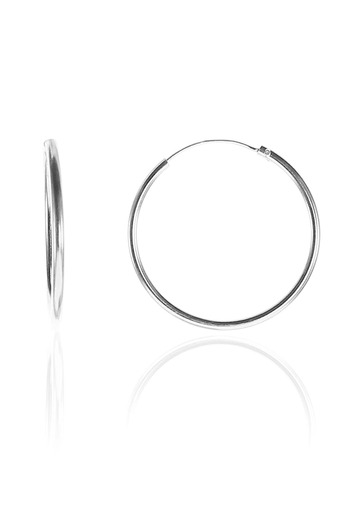 Gümüş 26 mm rodyumlu halka küpe