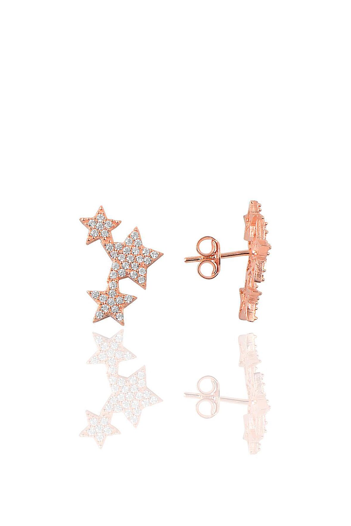 Gümüş zirkon taşlı yıldızlar küpesi