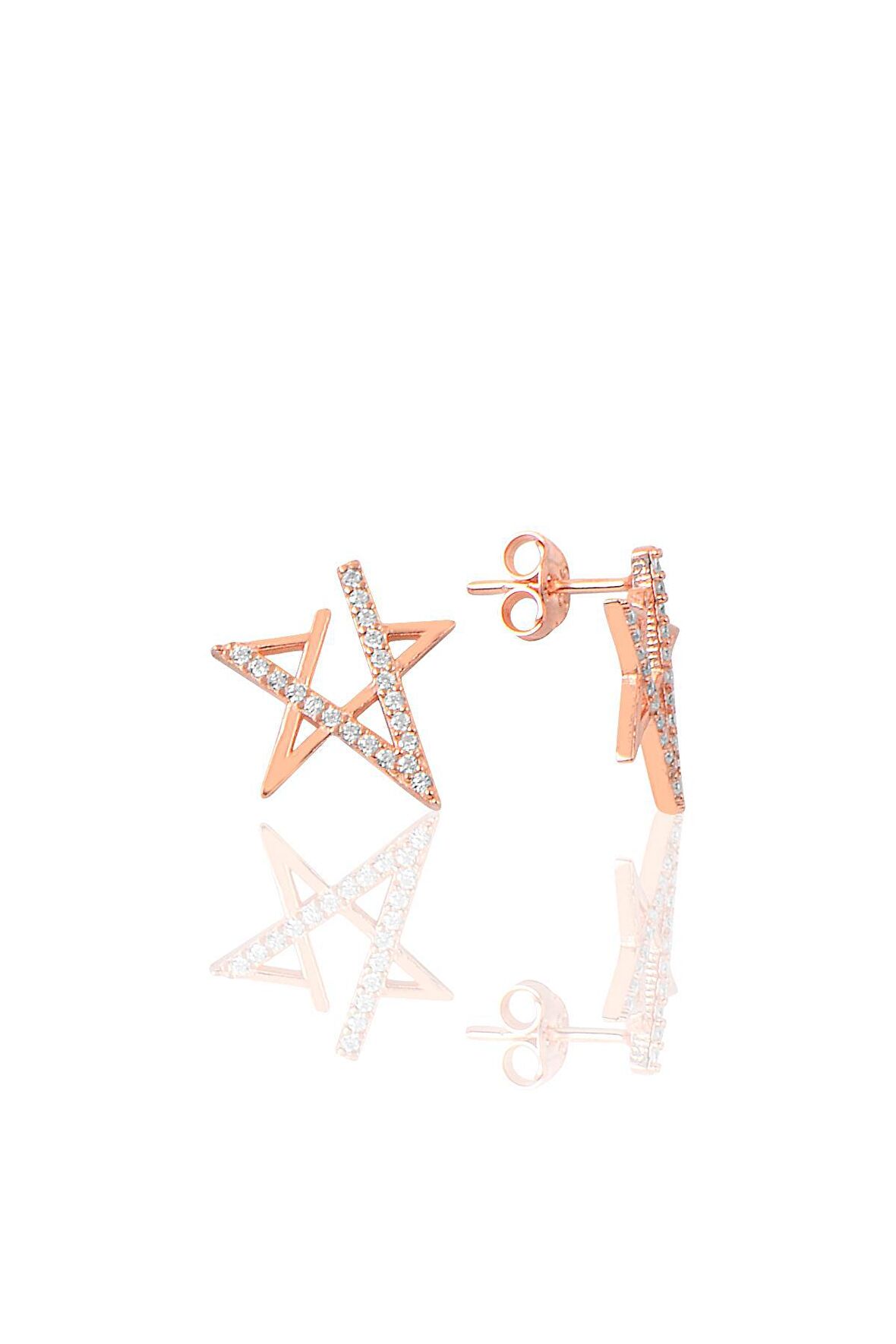 Gümüş zirkon taşlı yıldız modeli küpe