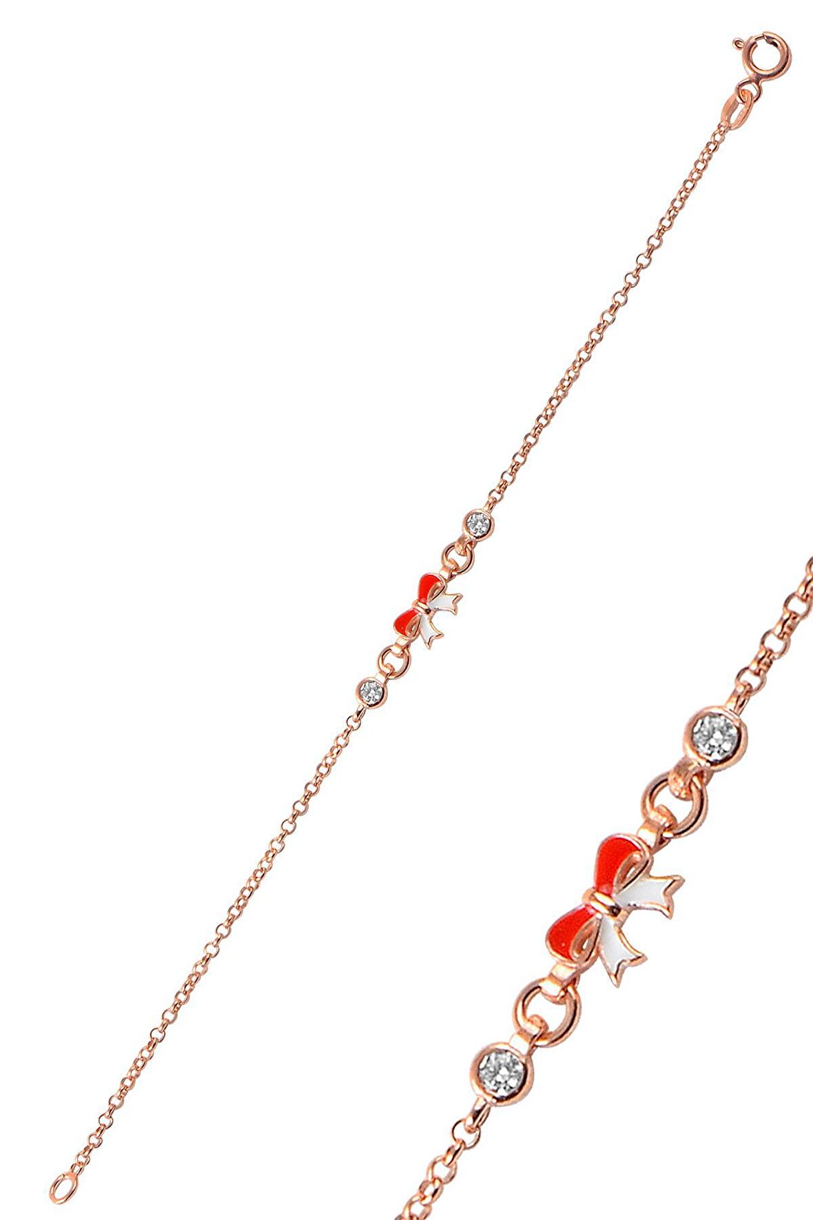 Gümüş mineli zirkon taşlı fiyonk modeli bileklik