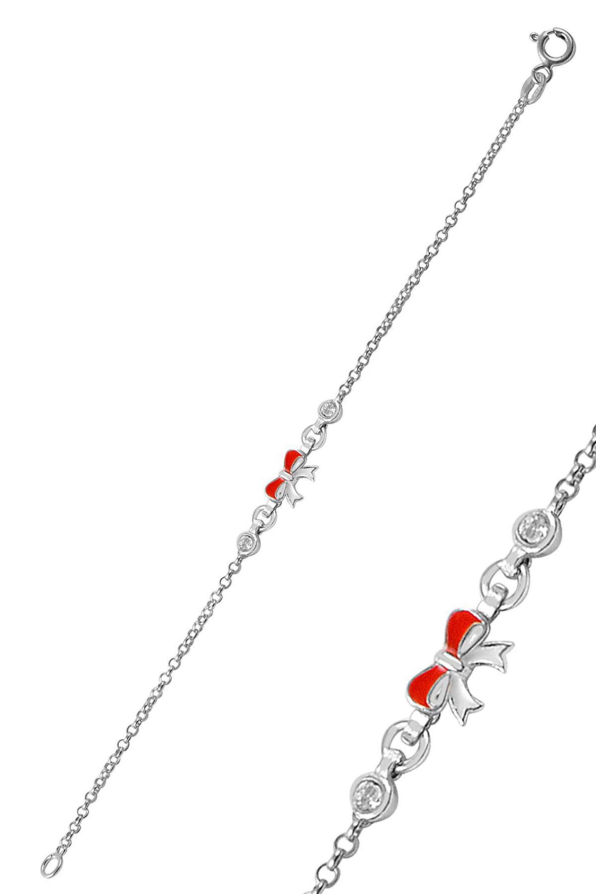 Gümüş mineli zirkon taşlı fiyonk modeli bileklik