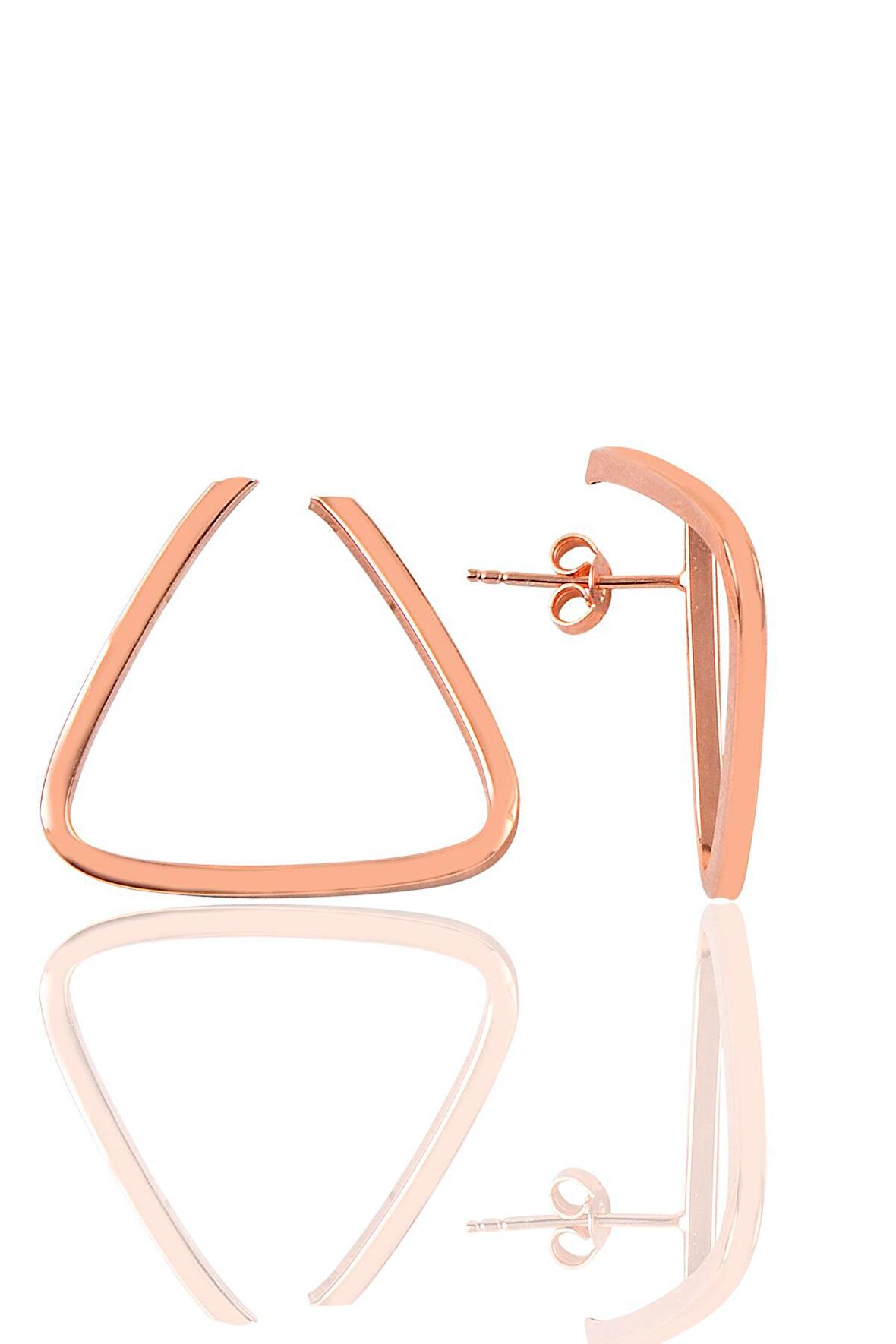 Gümüş rose üçgen modeli şarnel küpe