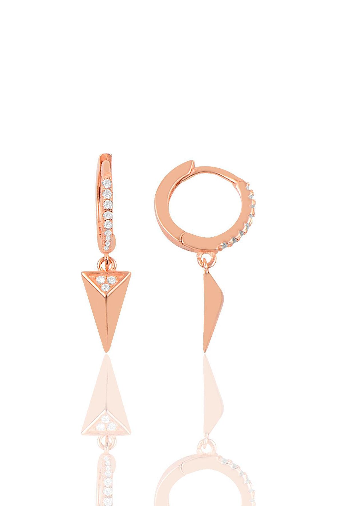 Gümüş piramit modeli halka küpe