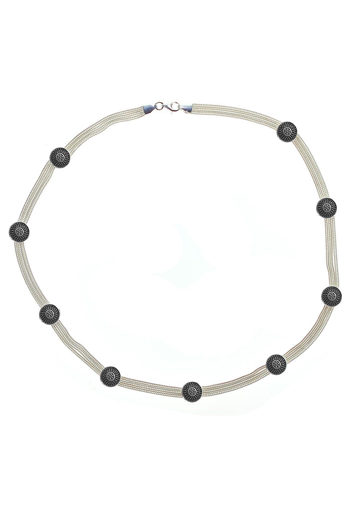 Gümüş mineli hasır modeli kolye