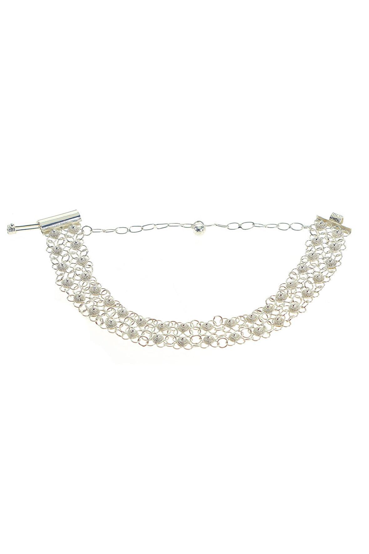 Gümüş çift sıralı kişniş modeli telkari bileklik