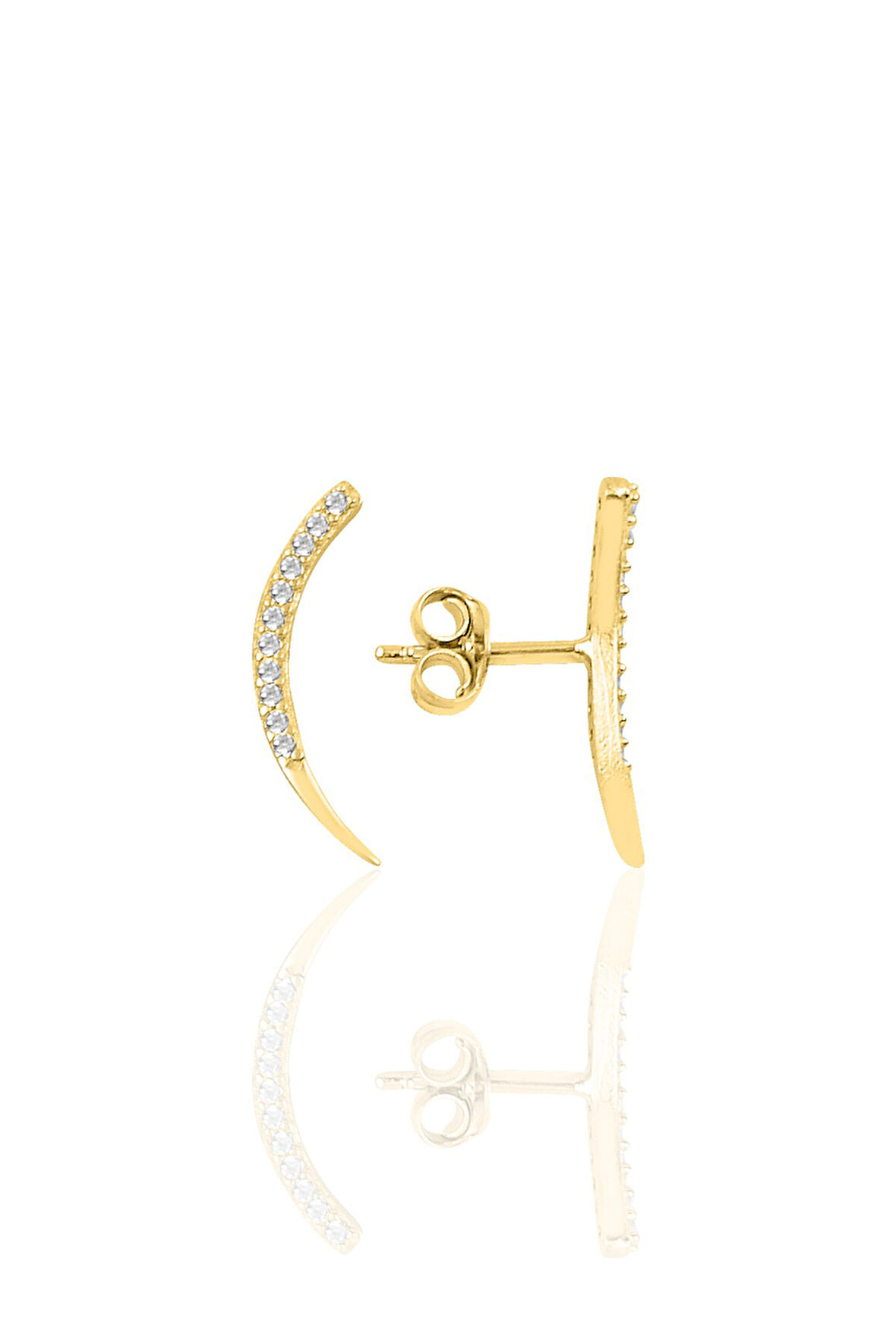 Gümüş altın yaldızlı zirkon taşlı ay modeli küpe SGTL9936GOLD