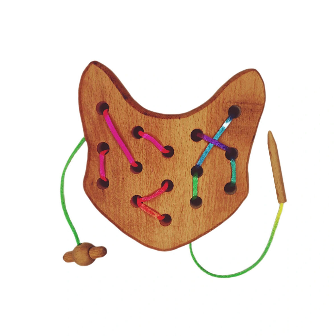 İp Geçirme Örme Oyunu Ahşap Kedi
