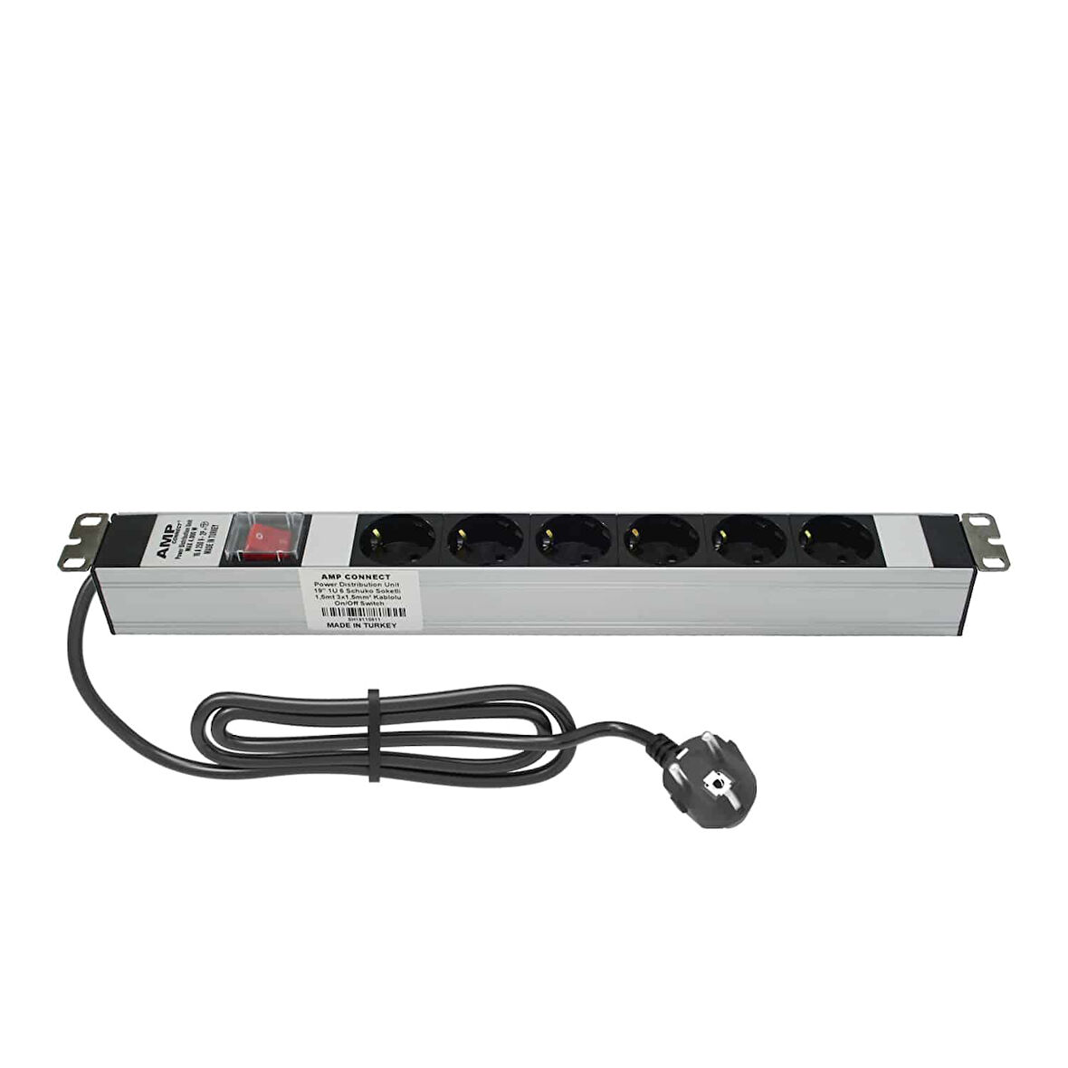 AMP CONNECT 19" 1U 6'lı Schuko Anahtarlı Kabinet Grup Prizi (PDU)-16A 