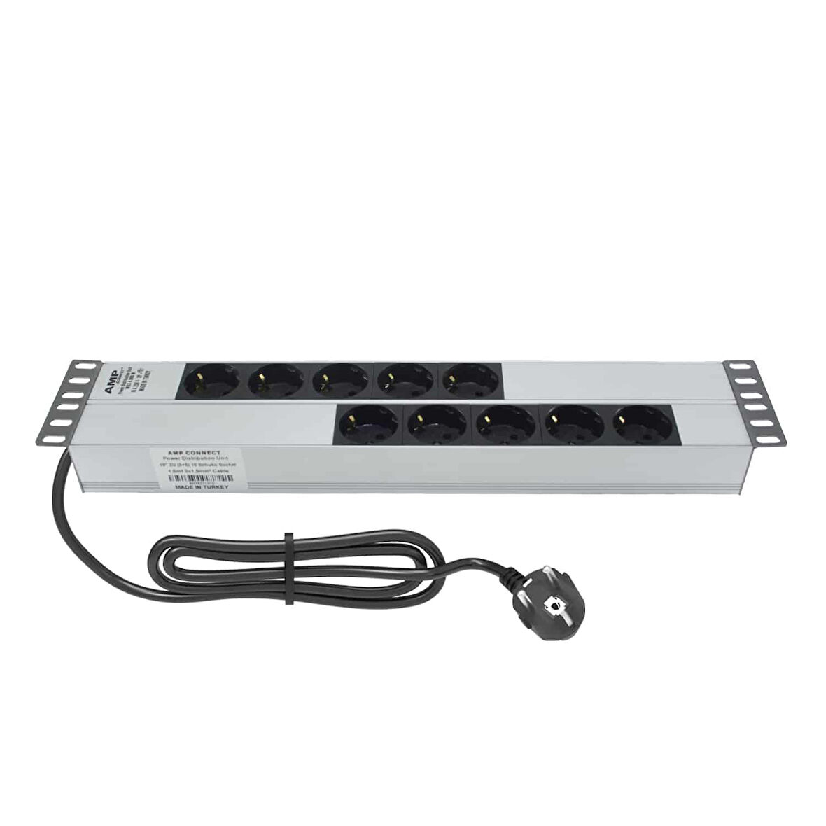 AMP CONNECT 19"2U 10'lu Schuko Direkt Bağlantılı Kabinet Grup Prizi (PDU)-16A 