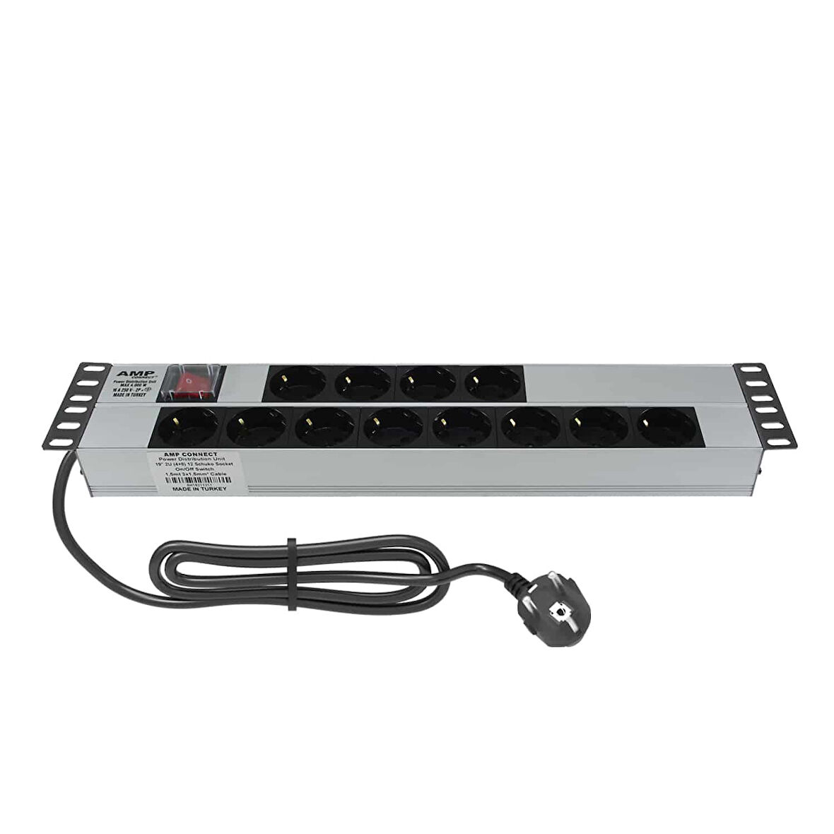 AMP CONNECT 19" 2U 12'li Schuko Anahtarlı Kabinet Grup Prizi (PDU)-16A