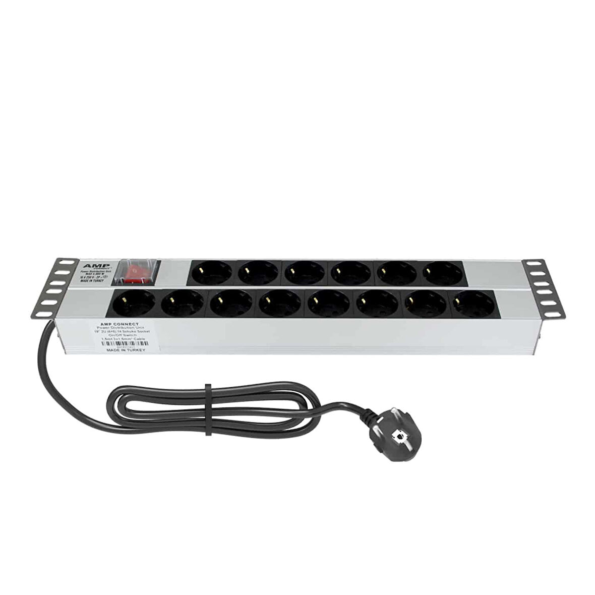 AMP CONNECT 19" 2U 14'lü Schuko Anahtarlı Kabinet Grup Prizi (PDU)-16A