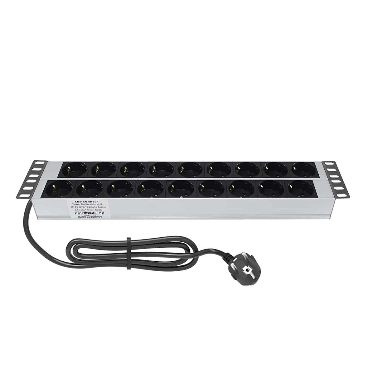 AMP CONNECT 19"2U 18'li Schuko Direkt Bağlantılı Kabinet Grup Prizi (PDU)-16A 