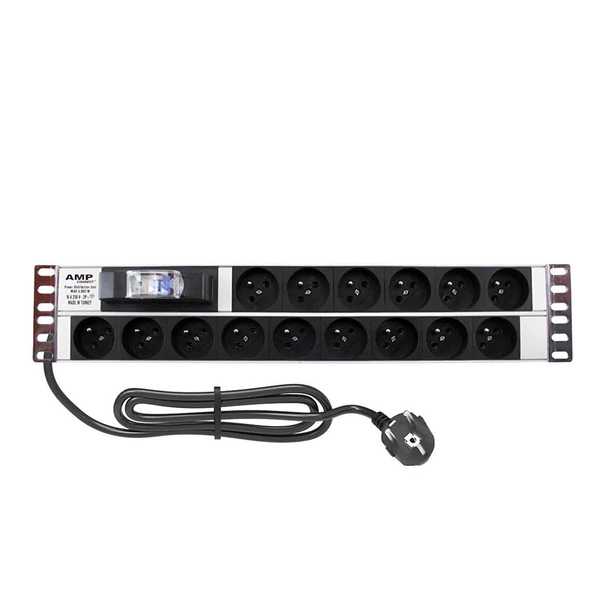 AMP CONNECT 19" 2U 15'li Fransız UPS Sigortalı Kabinet Grup Prizi (PDU)-16A