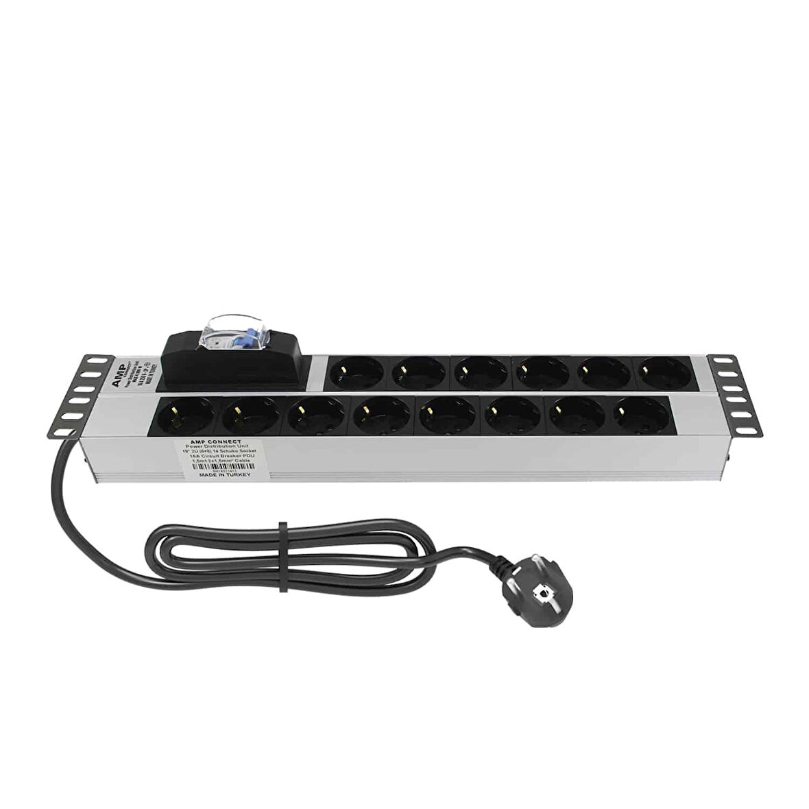 AMP CONNECT 19" 2U 14'lü Schuko Sigortalı Kabinet Grup Prizi (PDU)-16A