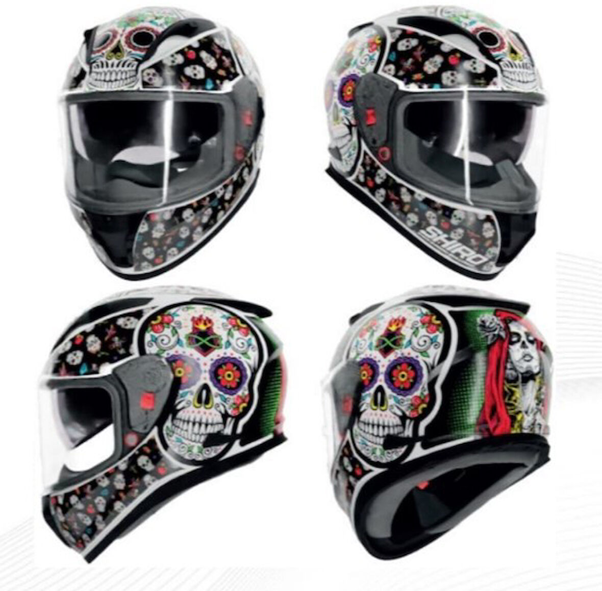 SHIRO 5008 S08 KASK FF-605 SHADOW SKULLCANDY SV XL 6162 (GÖZLÜKLÜ)