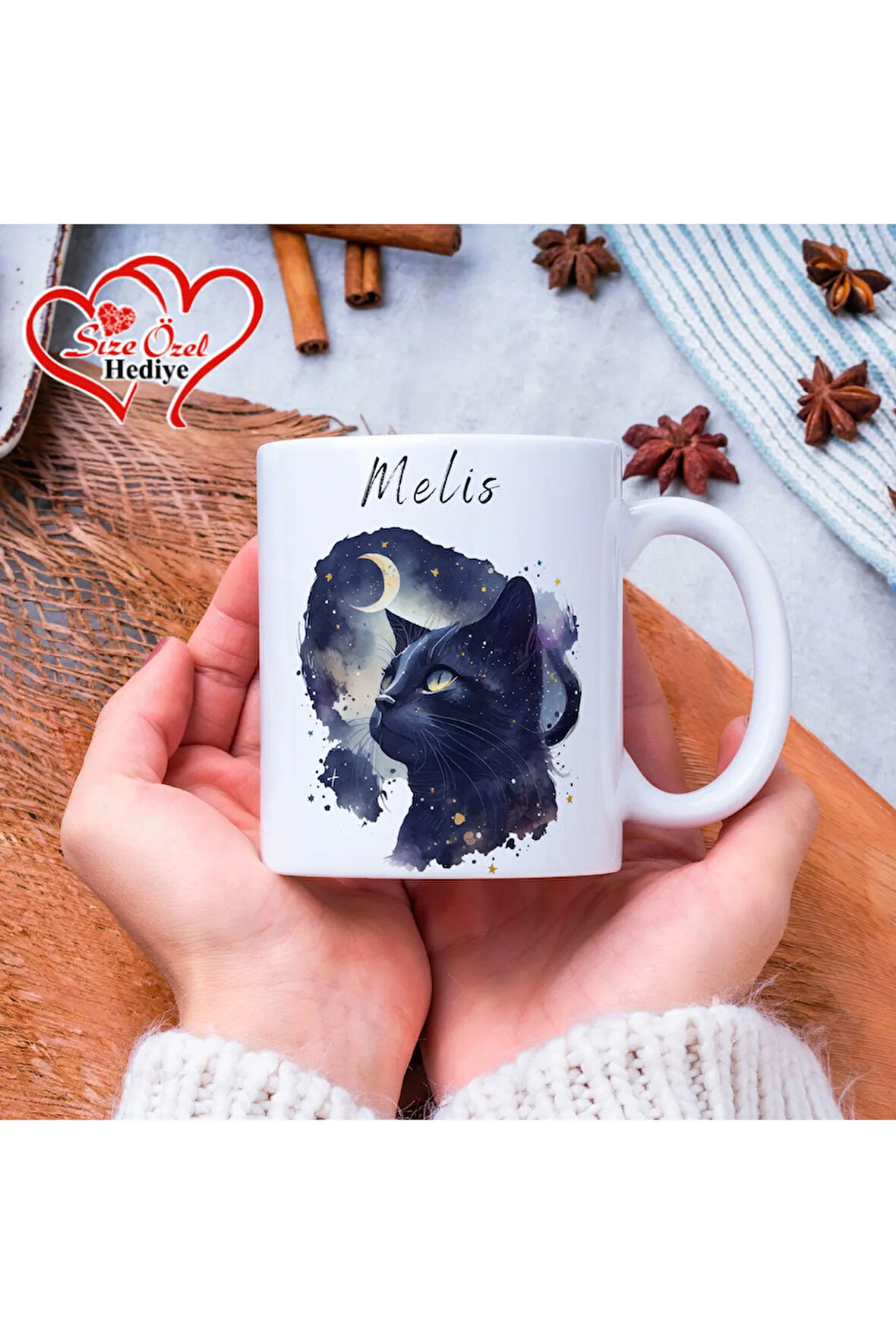 Kişiye Özel İsimli ve Kedi Temalı Kupa Bardak - Size Özel Hediye