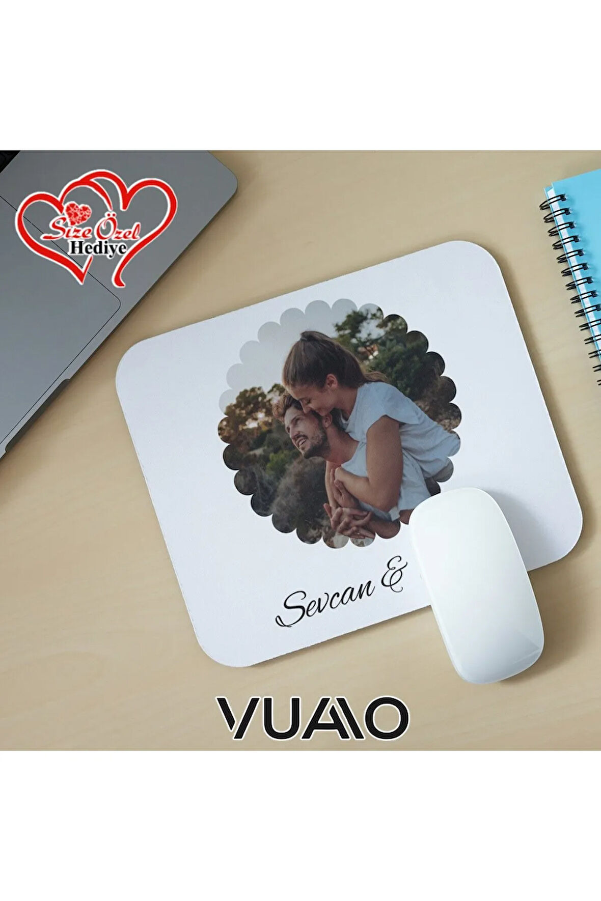 Kişiye Özel Fotoğraflı ve İsimli Mouse Pad 21x17 cm, Kaymaz Taban - Resim Baskılı Mousepad