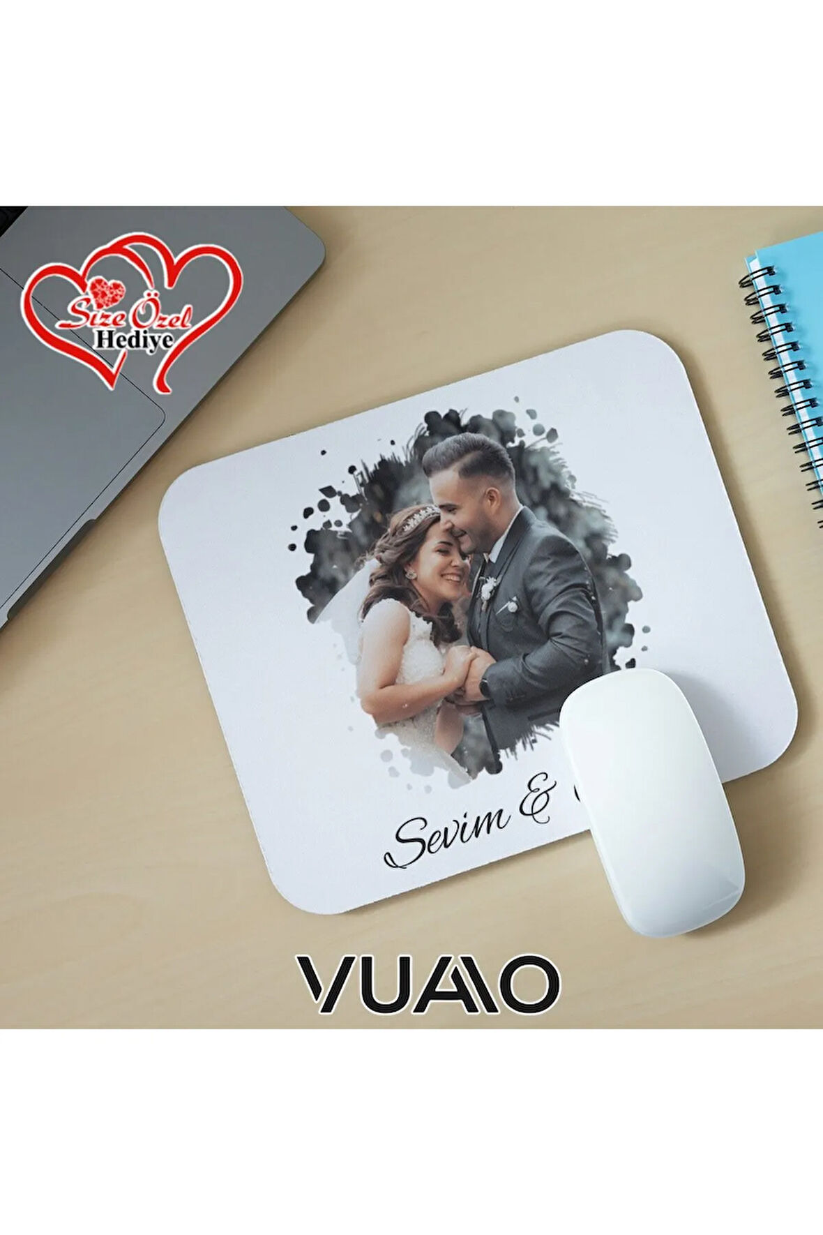 Kişiye Özel Fotoğraflı ve İsimli Mouse Pad 21x17 cm, Kaymaz Taban - Resim Baskılı Mousepad