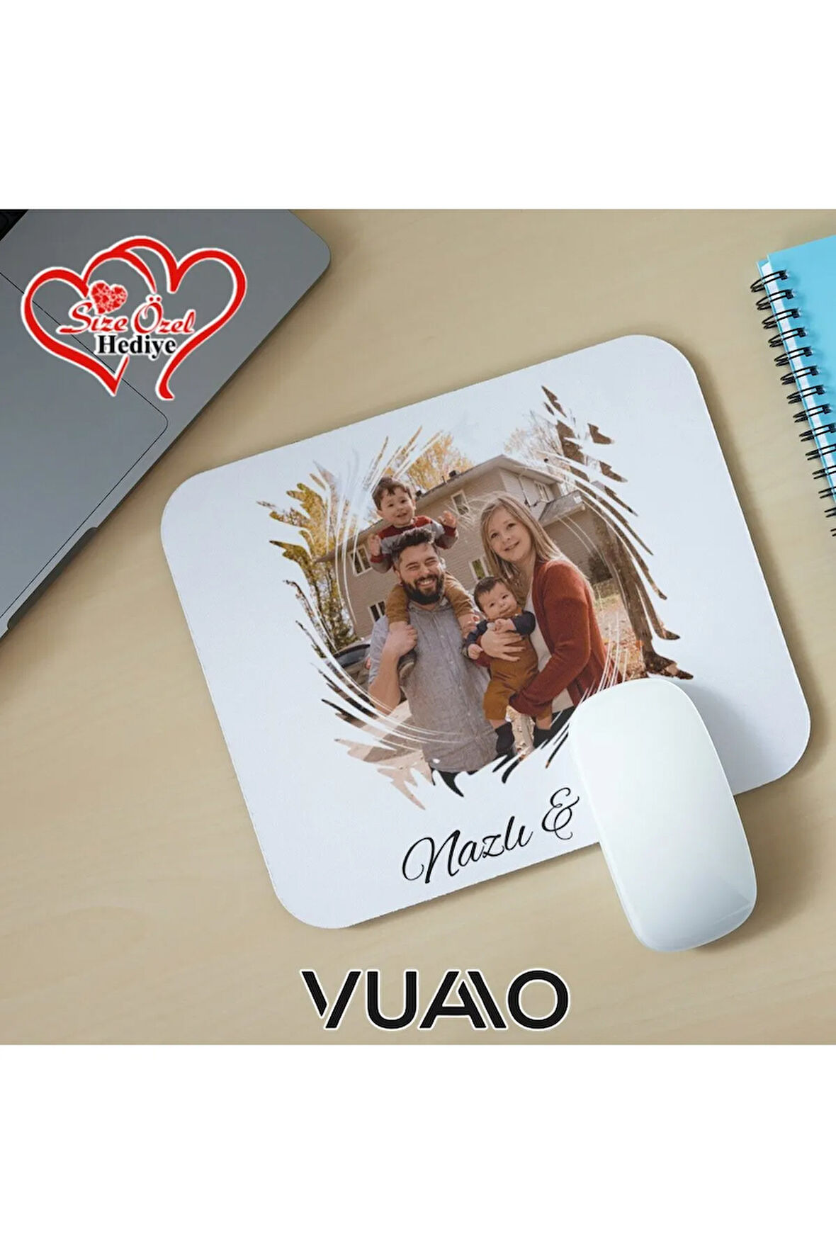 Kişiye Özel Fotoğraflı ve İsimli Mouse Pad 21x17 cm, Kaymaz Taban - Resim Baskılı Mousepad
