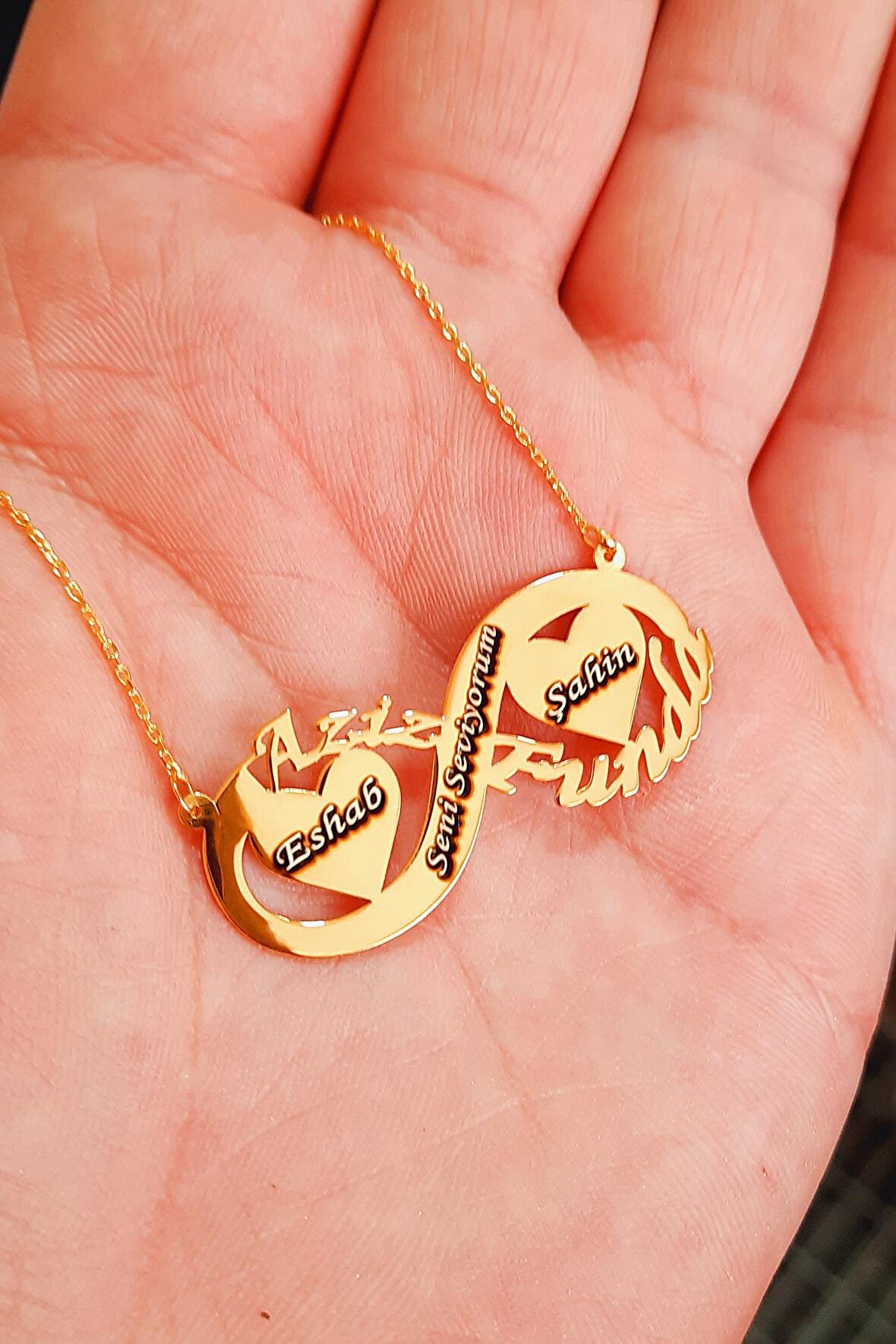 Isimli Ve Kalpli Sonsuzluk Kadın Gümüş Kolye