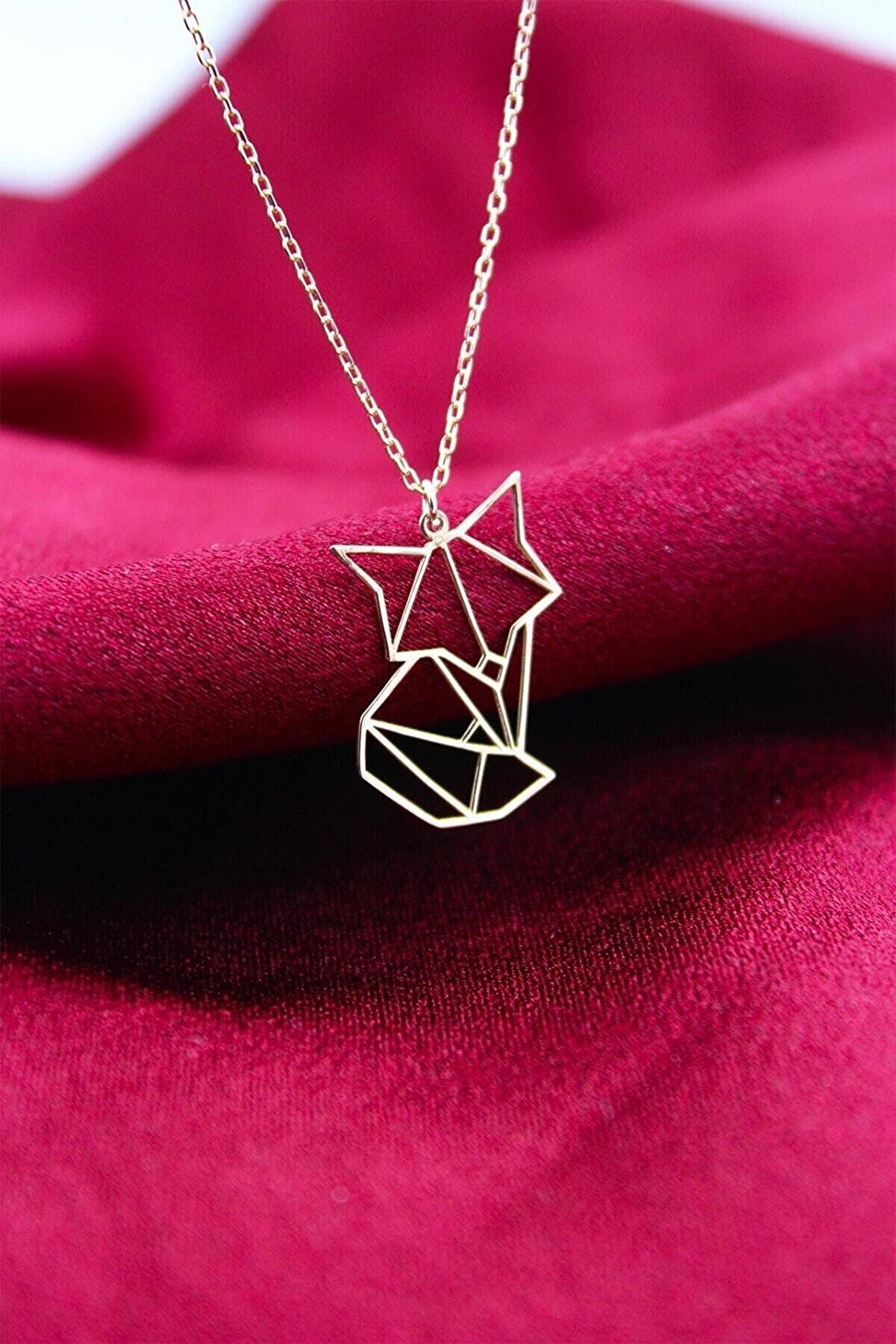Kadın Rose Origami Tilki Kolye