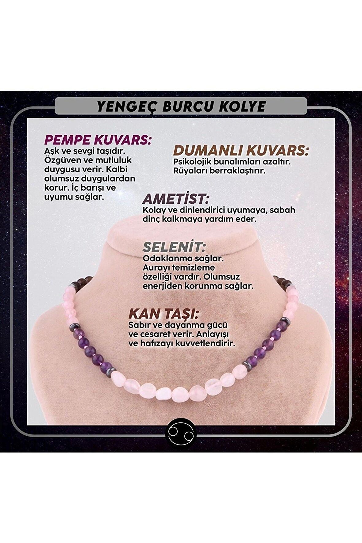 Yengeç Burcu Doğal Taş Kolye M322