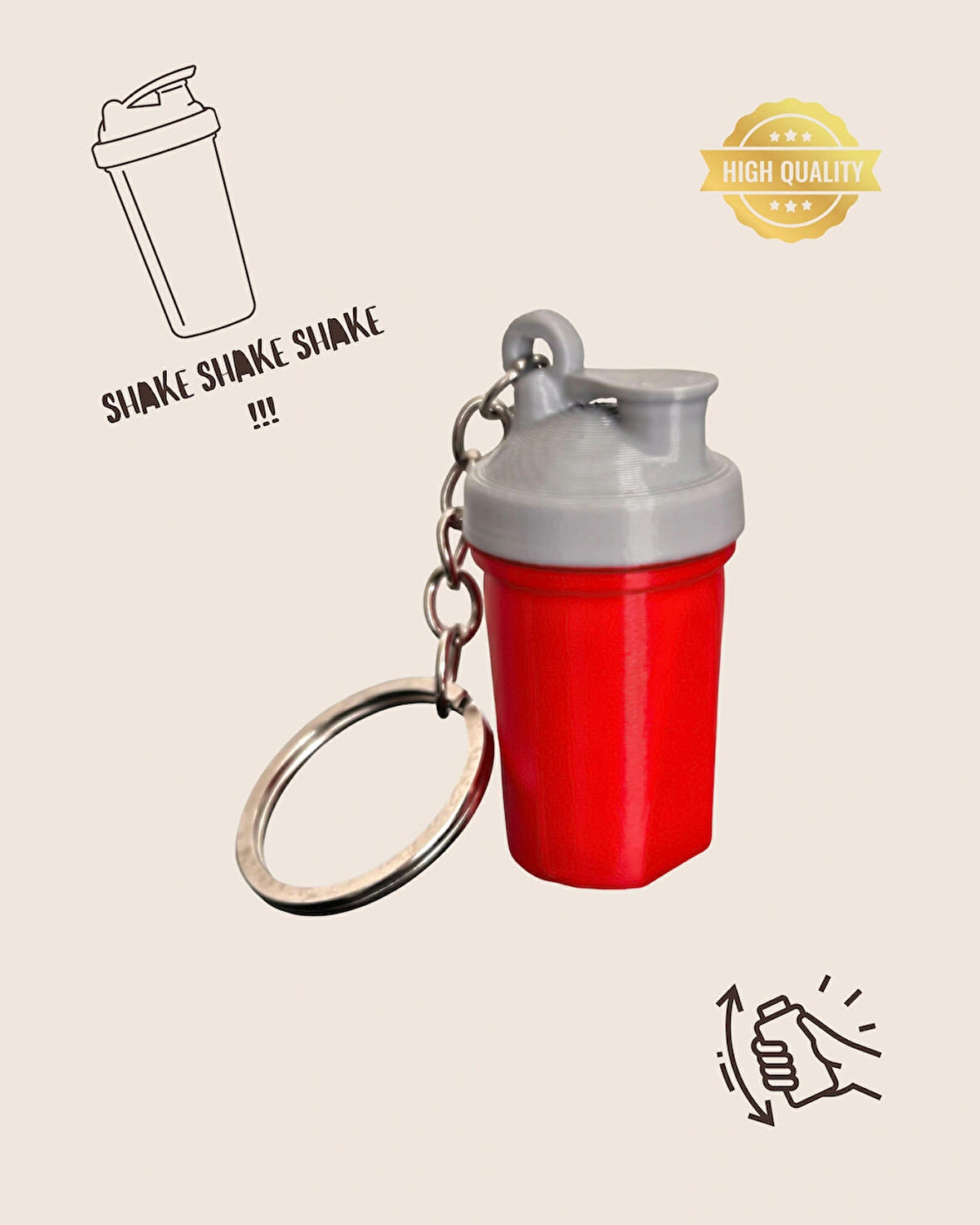 Protein Shaker Sesli Mini Anahtarlık – Sporcu İçeceği Figür Tasarım Hediyelik Spor Tutkunlarına Özel