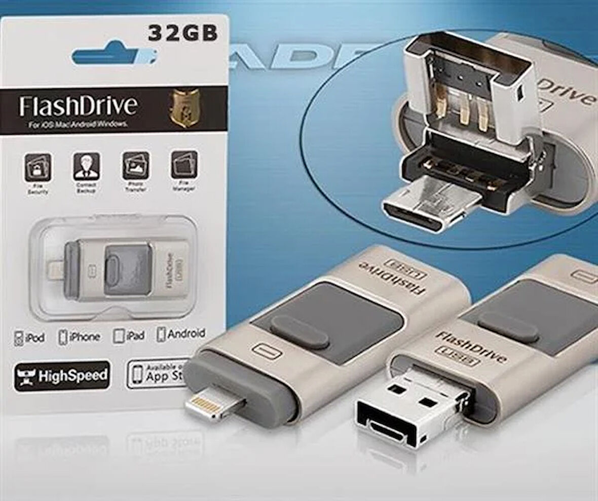 HD-9201 Usb Flash Bellek 32GB Iphone Micro