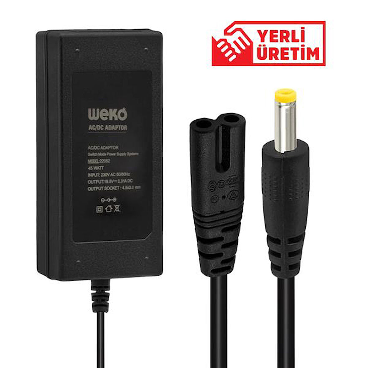 19.5 VOLT - 2.31 AMPER 4.5*3.0 UÇLU YERLİ ÜRETİM NOTEBOOK ADAPTÖR