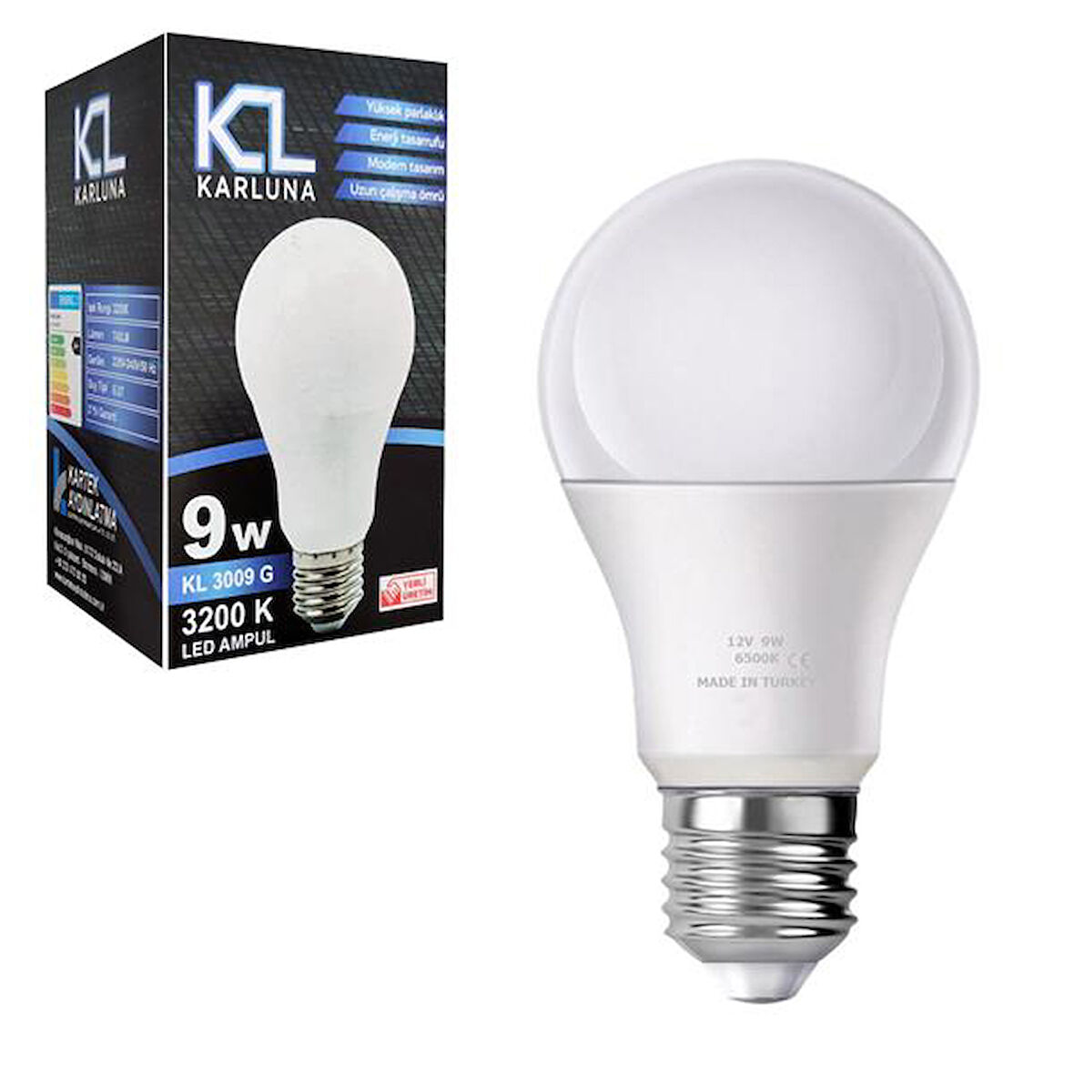 KARLUNA KL-3009G Solar Led Ampul Beyaz 12V 9W E27