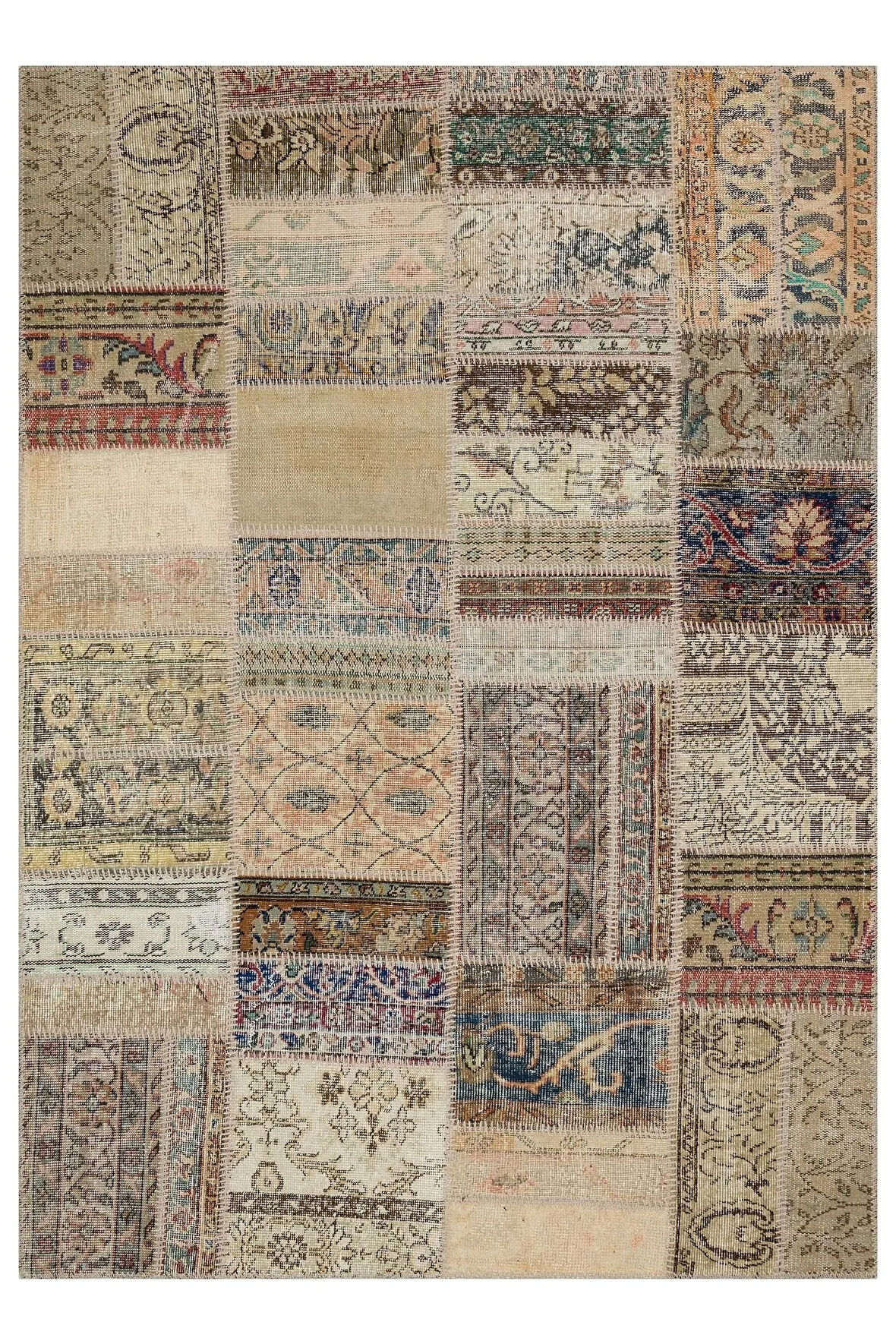 El Yapımı Keten Patchwork Halı 160x230 Cm - 6289