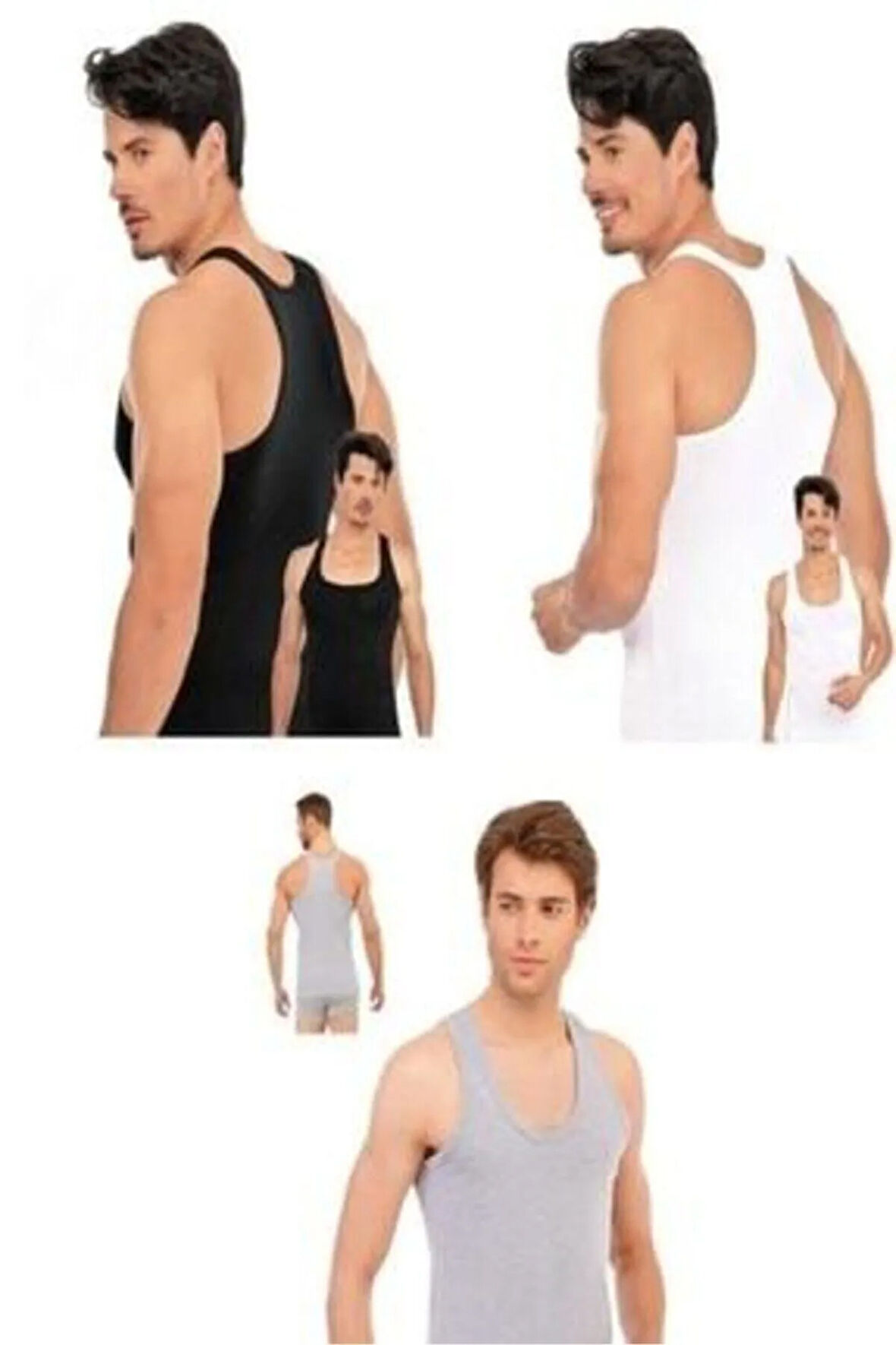 2'li Paket Siyah Erkek Pamuklu Sporcu Atlet 0058