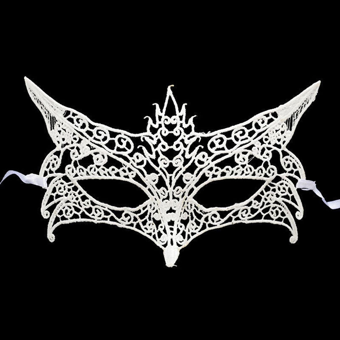 Beyaz Dantel Kesim Balo Maskesi 7