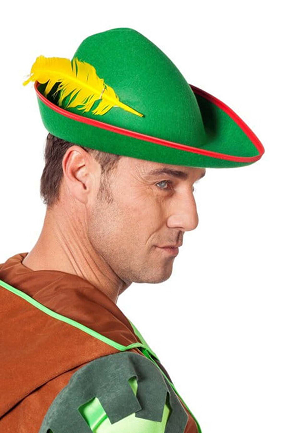 Yeşil Robin Hood Şapkası Sarı Tüylü