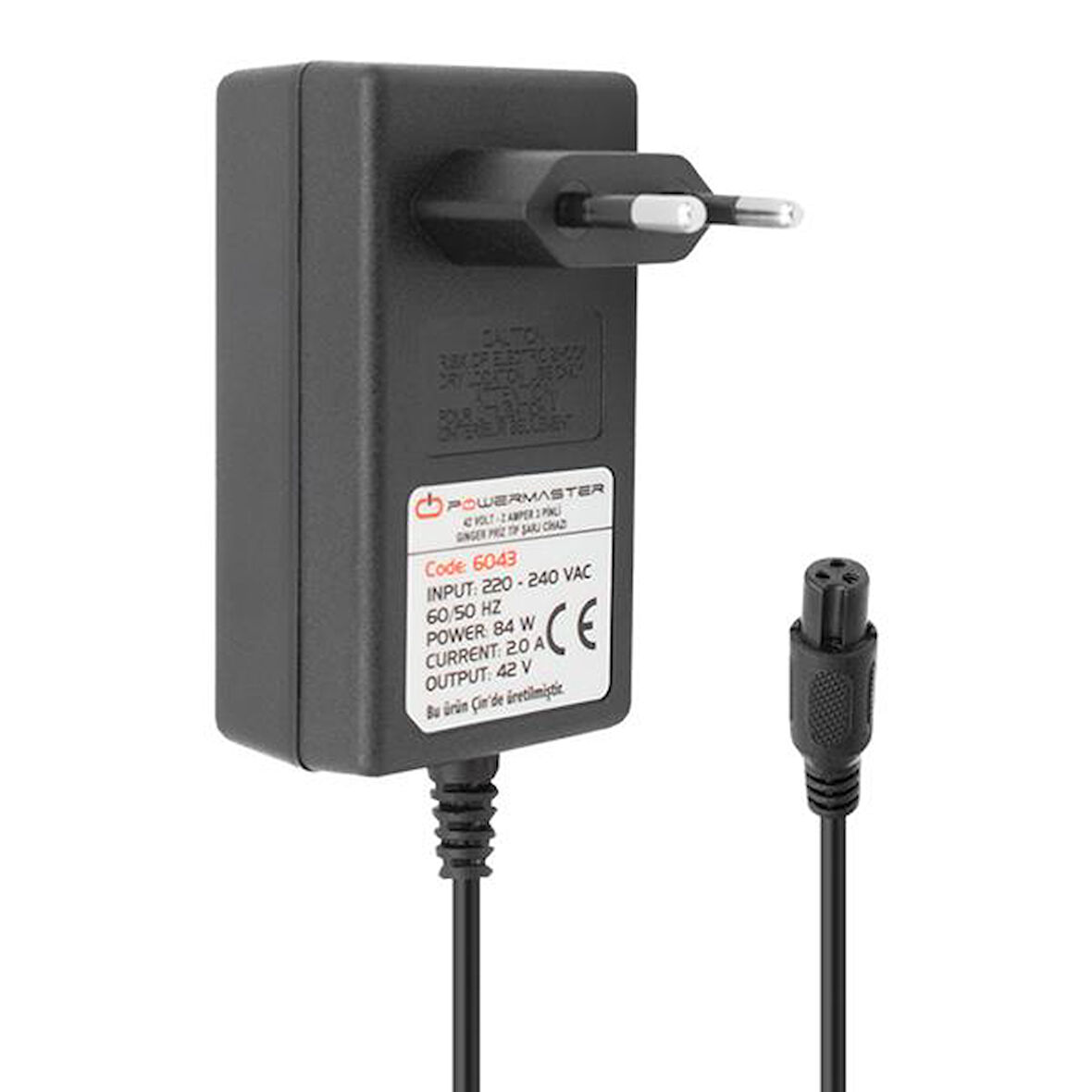 PM-6043 42 VOLT - 2 AMPER - 84 WATT 3 PİNLİ PRİZ TİPİ GİNGER ŞARJ CİHAZ ADAPTÖRÜ