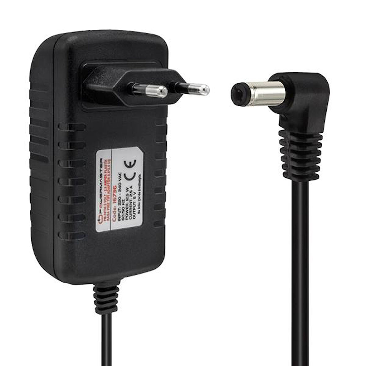 PM-16736 5 VOLT - 2.5 AMPER 5.5*2.5 MM UÇLU PLASTİK KASA PRİZ TİPİ ADAPTÖR