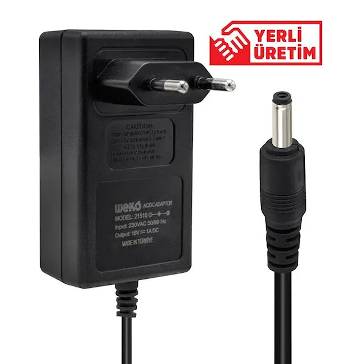 18 VOLT - 1 AMPER 3.5*1.35 UÇLU YERLİ ÜRETİM PRİZ TİPİ ADAPTÖR