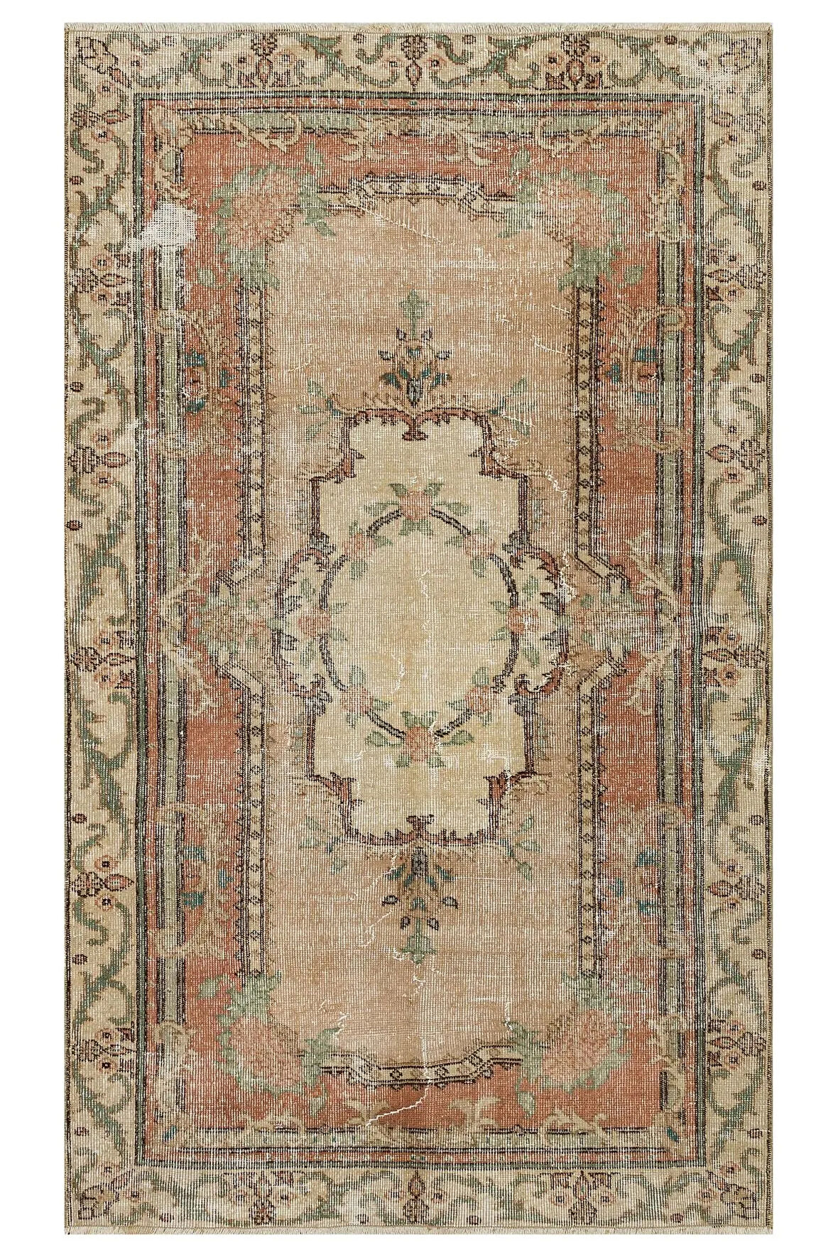 El Dokuma Vintage Eskitme Halı 120x201 cm 10341