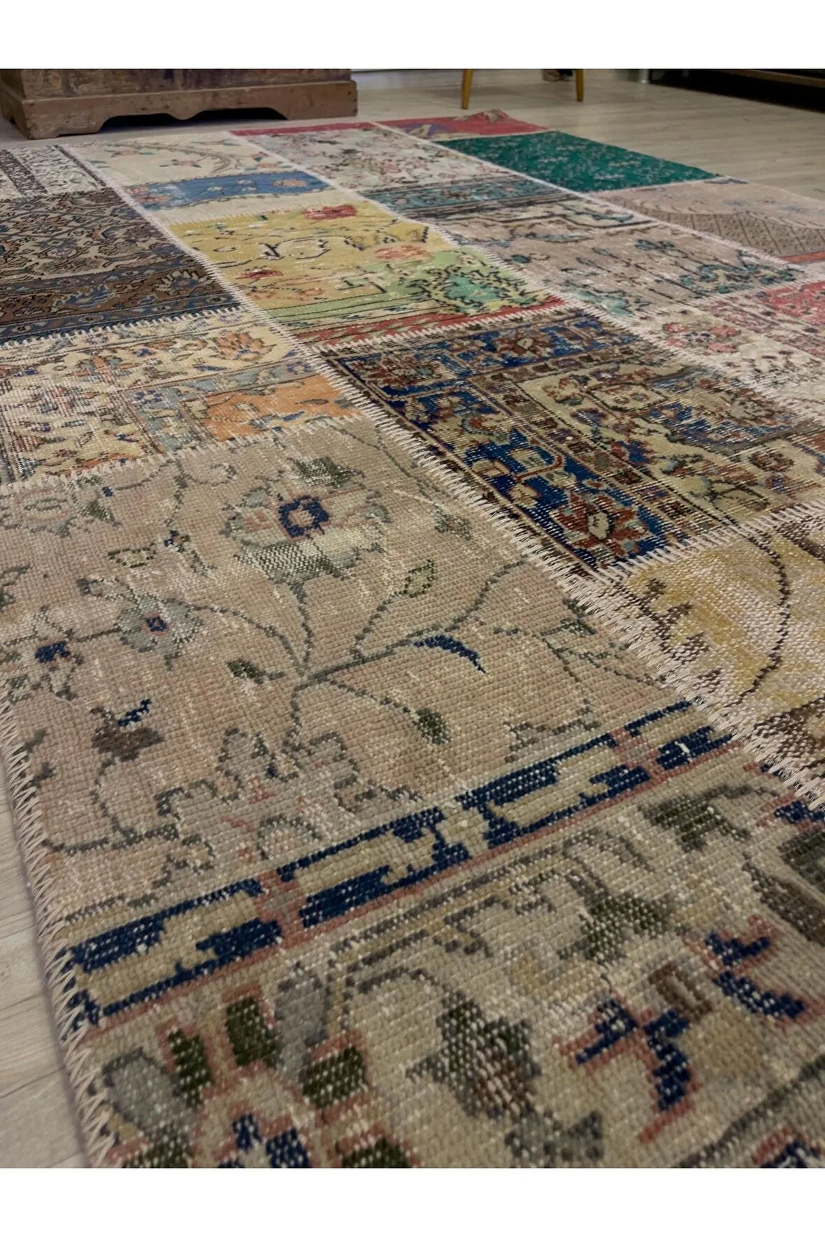 El Yapımı Patchwork Elegan Tasarım Halı 162x237 cm 4043