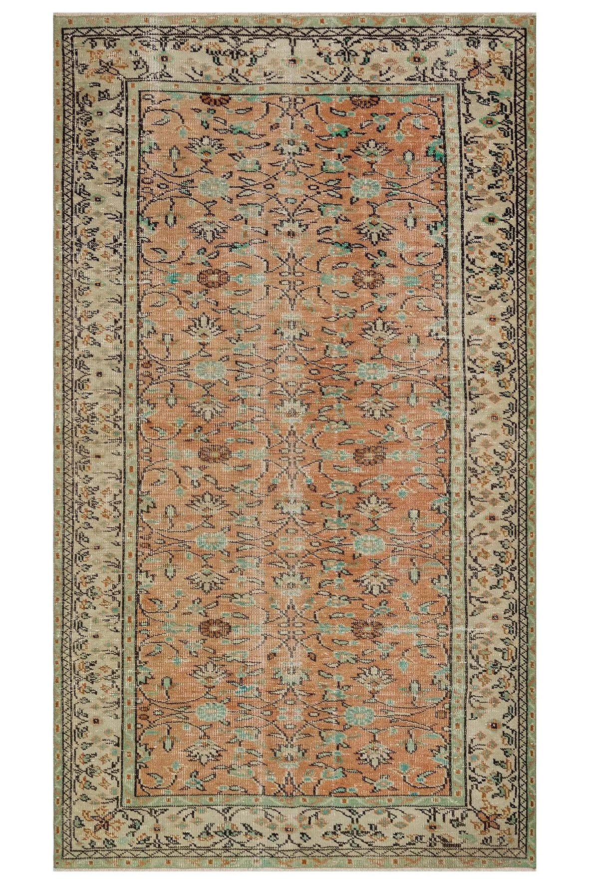 Etnik Desenli El Dokuma Halı Alev Turuncusu 147×258 Cm – 9883